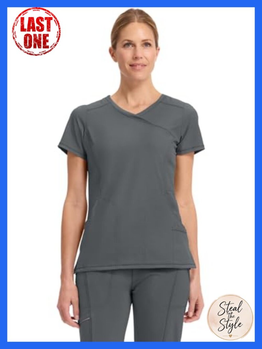Womens Mock Wrap Scrub Top Four-Way Stretch Medical Workwear